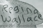 Regina Wallace hand script hallmark on Zuni Indian Native American jewelry
