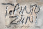 T Pinto script mark on Indian jewelry is Tamara Pinto Zuni hallmark