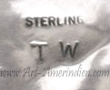 TW mark on Indian Native American jewelry for Terry Williams Navajo silversmith